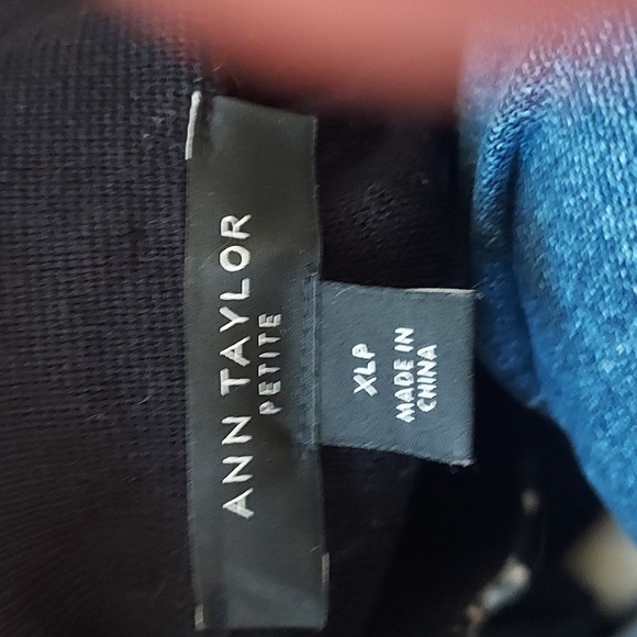 Ann Taylor Rhinestone Neckline Cardigan in Black - Picture 2 of 16